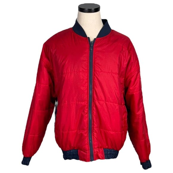 Vintage Pro Player Cleveland Indians Reversible Baseball Jacket Navy Blue Red L - Picture 2 of 14